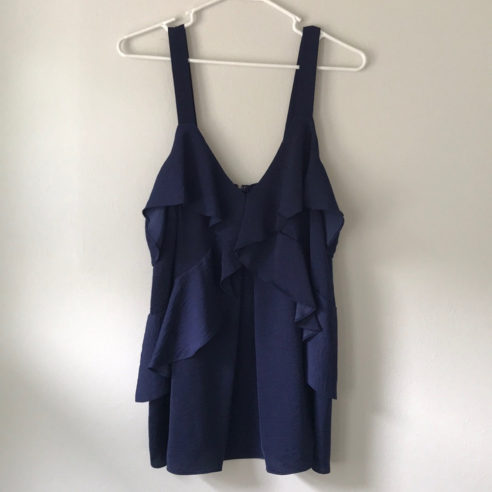 Size Large Navy Michael Kors Ruffle Tank Top